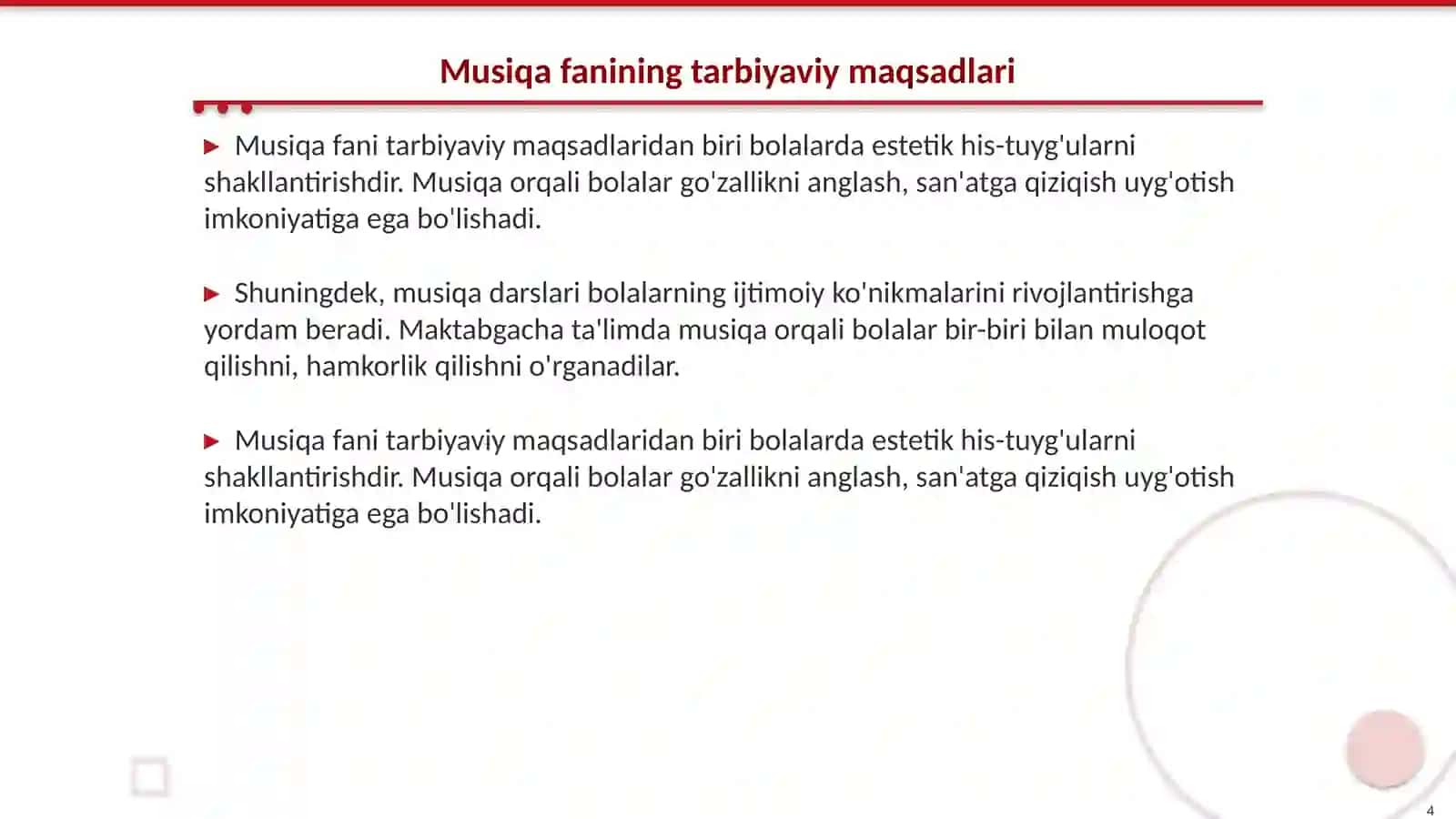 Maktabgacha ta'lim tashkilotlarida musiqa fanining maqsad va vazifalari 4