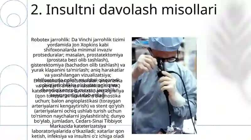 Robotlashtirilgan xirurgiya amalyoti Endovaskulyar operatsiyalar 4
