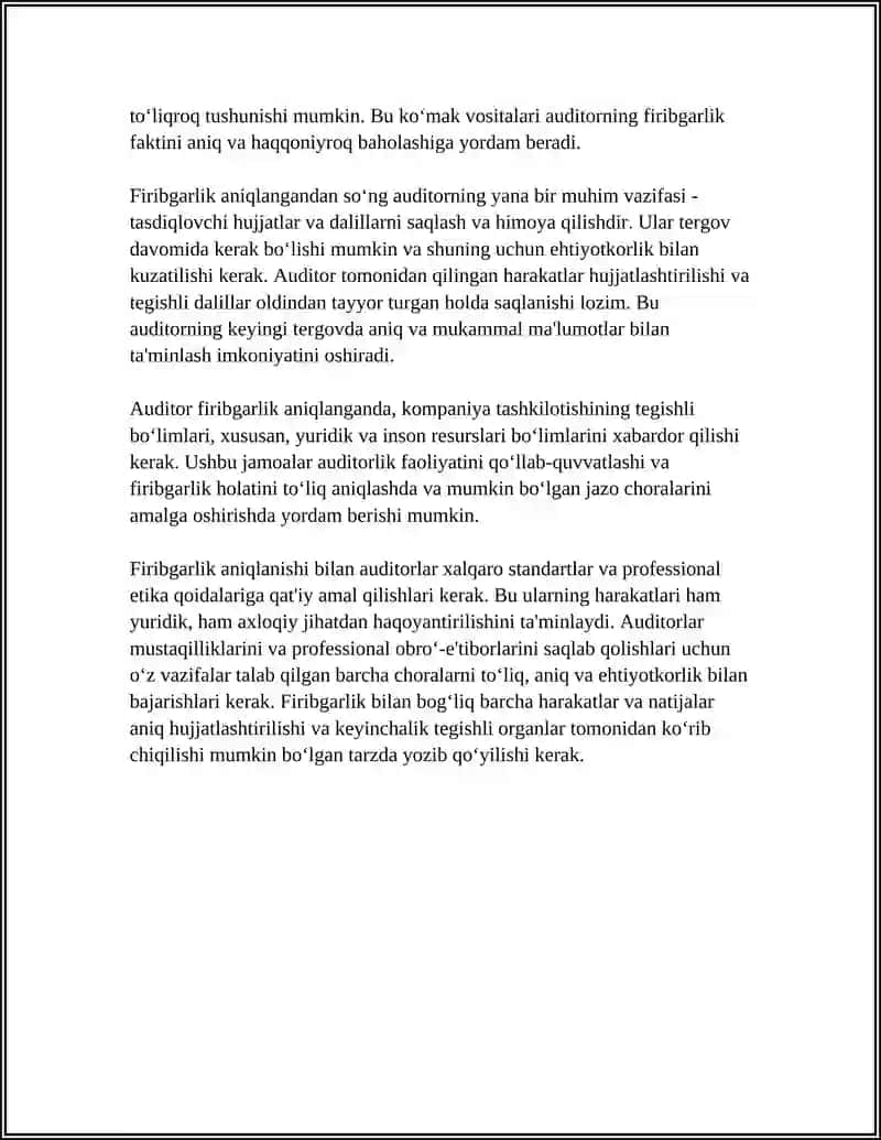 FIRIBGARLIK ANIQLANGANIDA AUDITORNING HATTI-HARAKATI 4