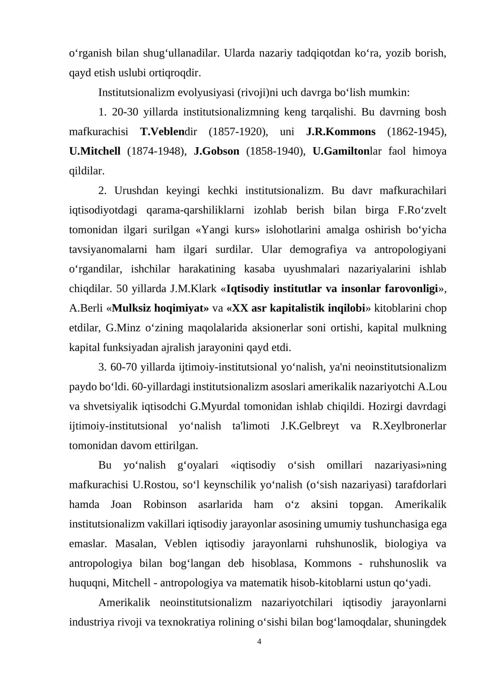 Institutsionalizm yo`nalishining mohiyati va ahamiyati 4