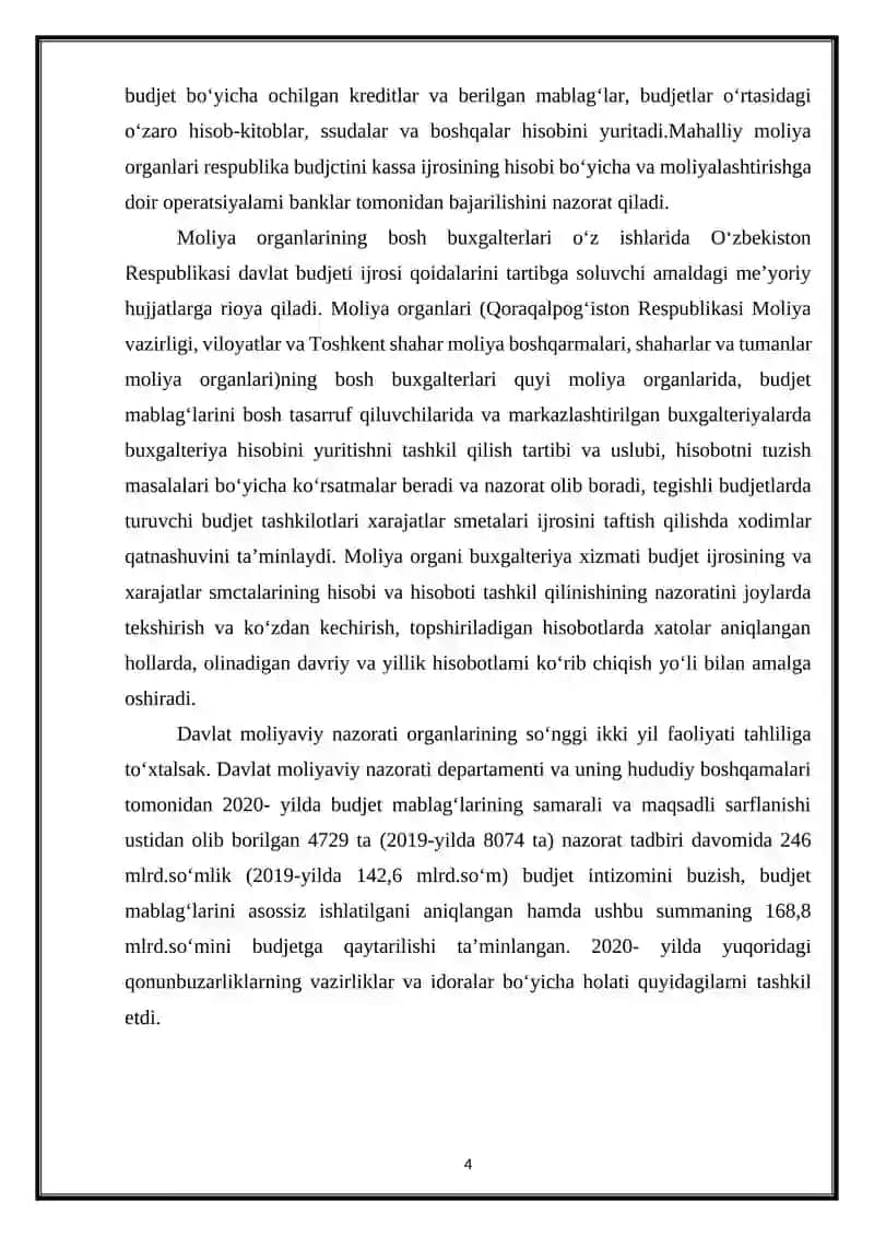 ŌZBEKISTON RESPUBLIKASI BUDJET KODEKSI KURS ISHI 4