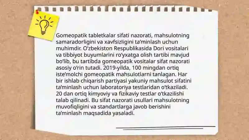 Gomeopatik granulalarni sifatini baholash usullari. Gomeopatik tabletkalar texnologiyasi 4