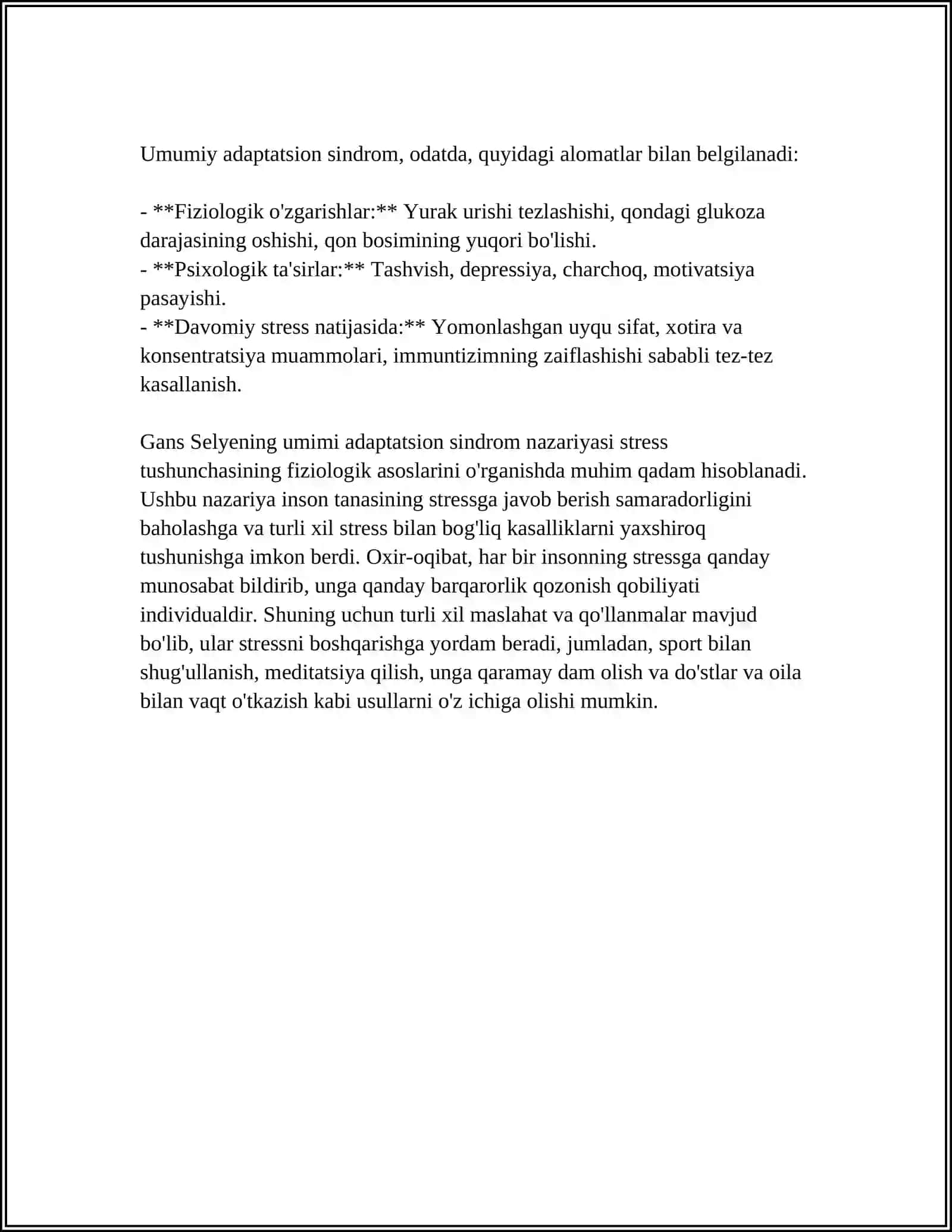 MUSTAQIL ISH Mavzu: UMUMIY ADAPTATSION SINDROM 4