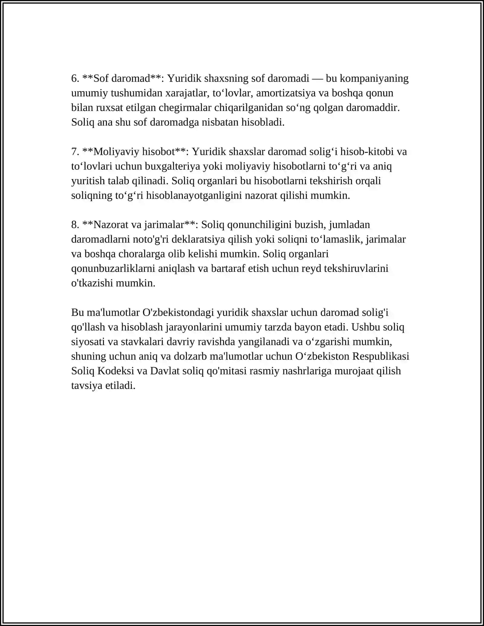 YURIDIK SHAXSLARDAN UNDIRILADIGAN SOLIQLAR VA YIG'IMLARNING TARKIBI 4