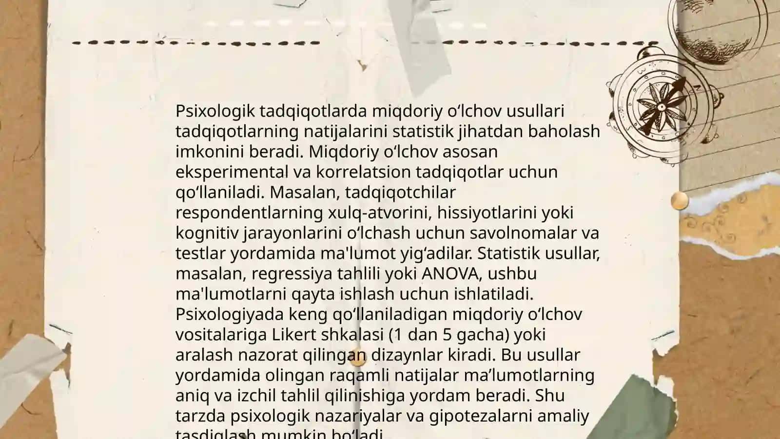 PSIXOLOGIK TADQIQOTLARDA SIFAT VA MIQDOR BIRLIGI PSIXOLOGIYADA O'LCHOV 4