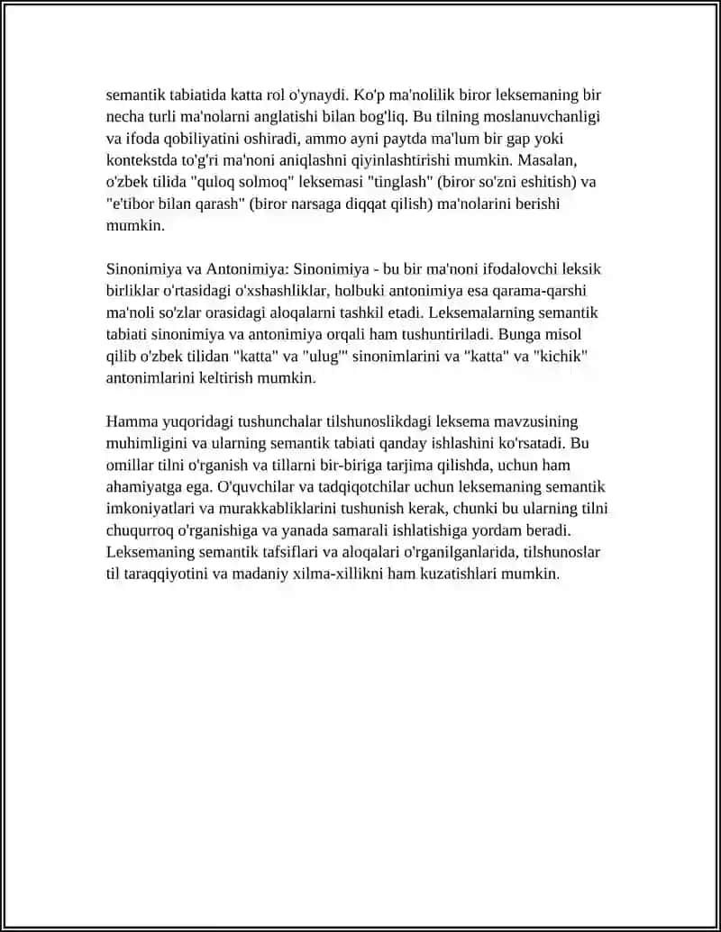 LEKSEMANING SEMANTIK TABIATI, LEKSEMA, SEMEMA, SEMA 4