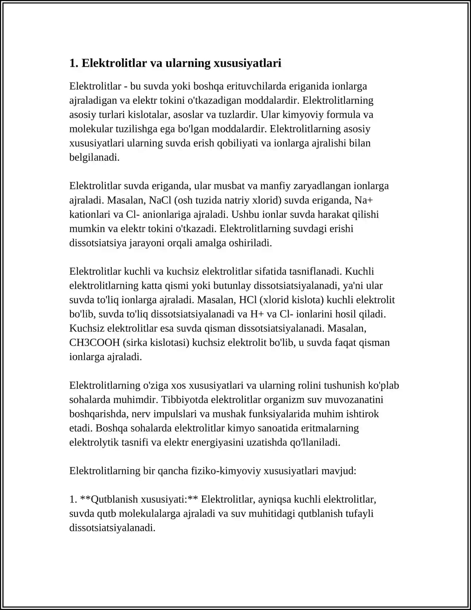ELEKTROLIT VA NOELEKTROLIT MODDALAR ERITMALARI 4