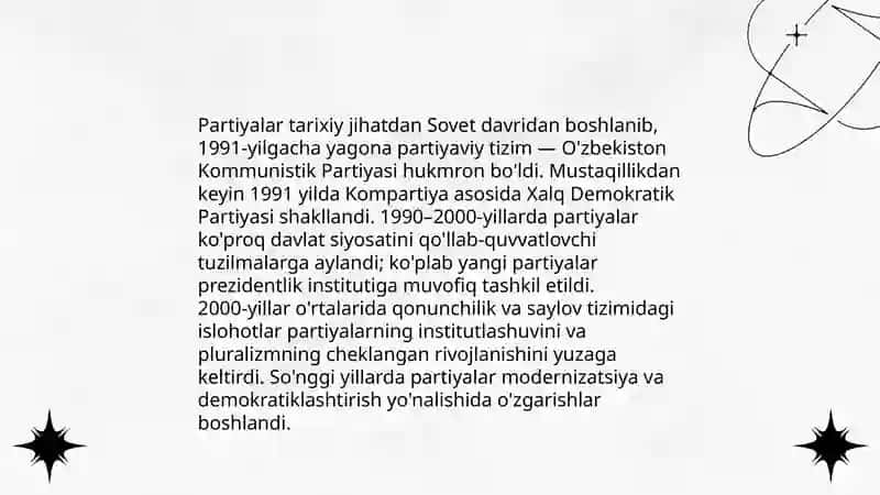 O'zbekistondagi siyosiy partiyalar faoliyatining o'ziga xos xususiyatlari 4