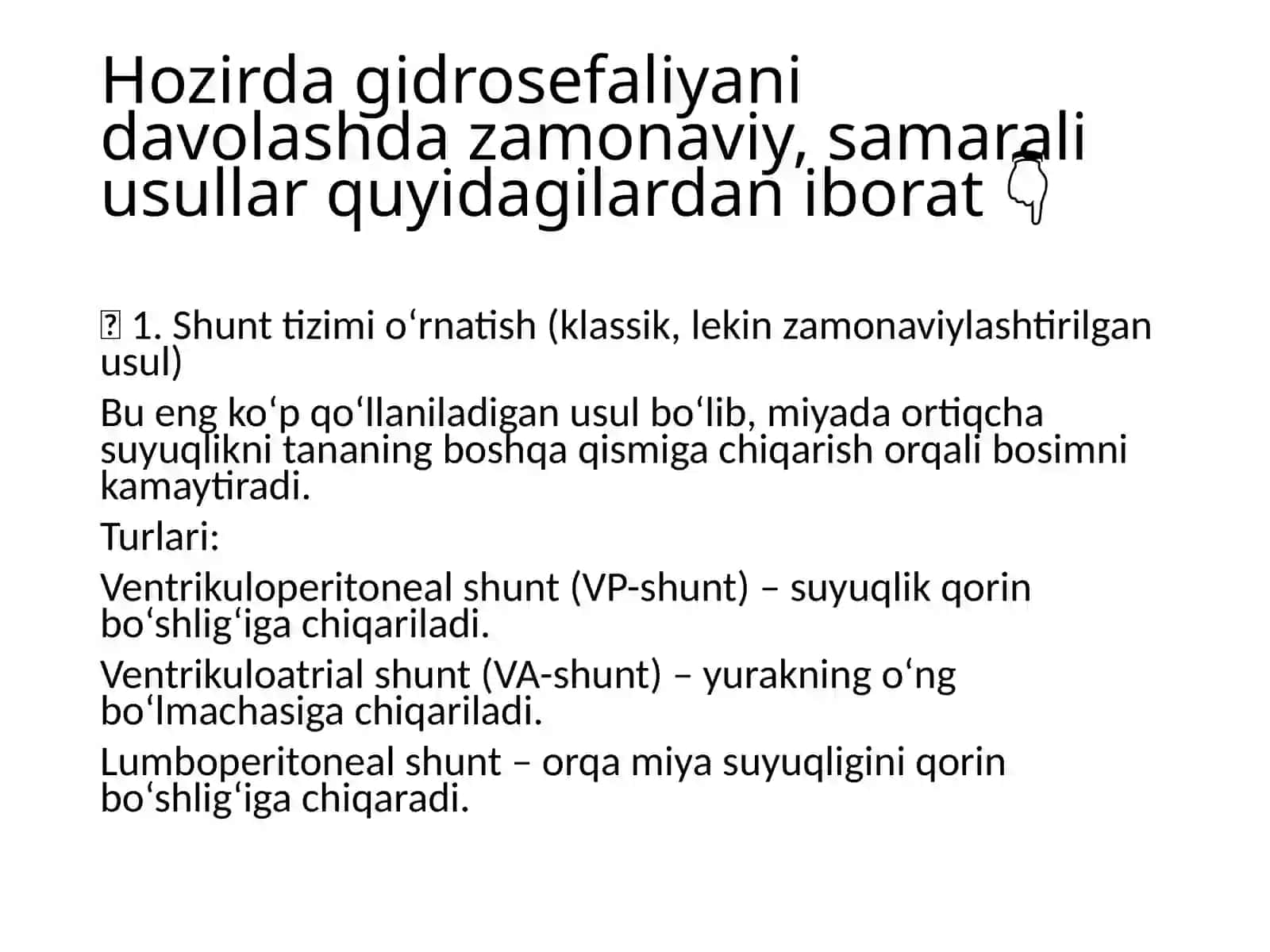 Gidrosefaliyada qo'llaniladigan zamonaviy davolash usullari 4