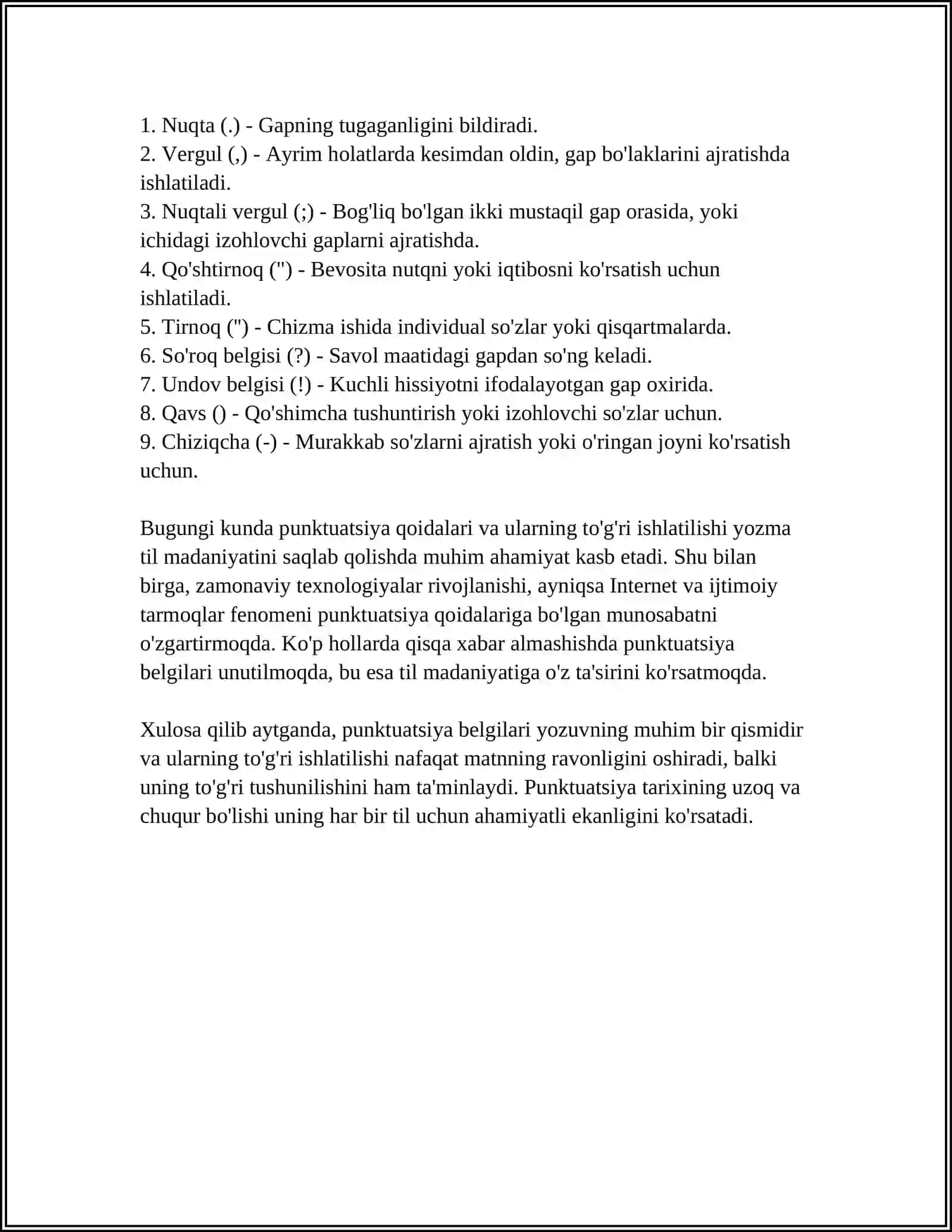BOSHLANG'ICH SINFLARDA PUNKTUATSION SAVODXONLIKNI OSHIRISH BO'YICHA TAVSIYALAR ISHLAB CHIQISH 4
