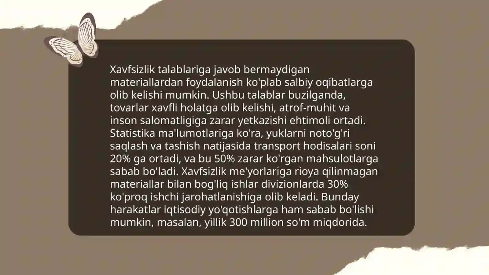 Xavfsizlik talablariga javob bermaydigan tovarlarni òtkazish maqsadini kòzab ishlab chiqarish saqlash, tashish yoxud o'tkazish, ishlar bajarish yoki xizmatlar kòrsatish 4