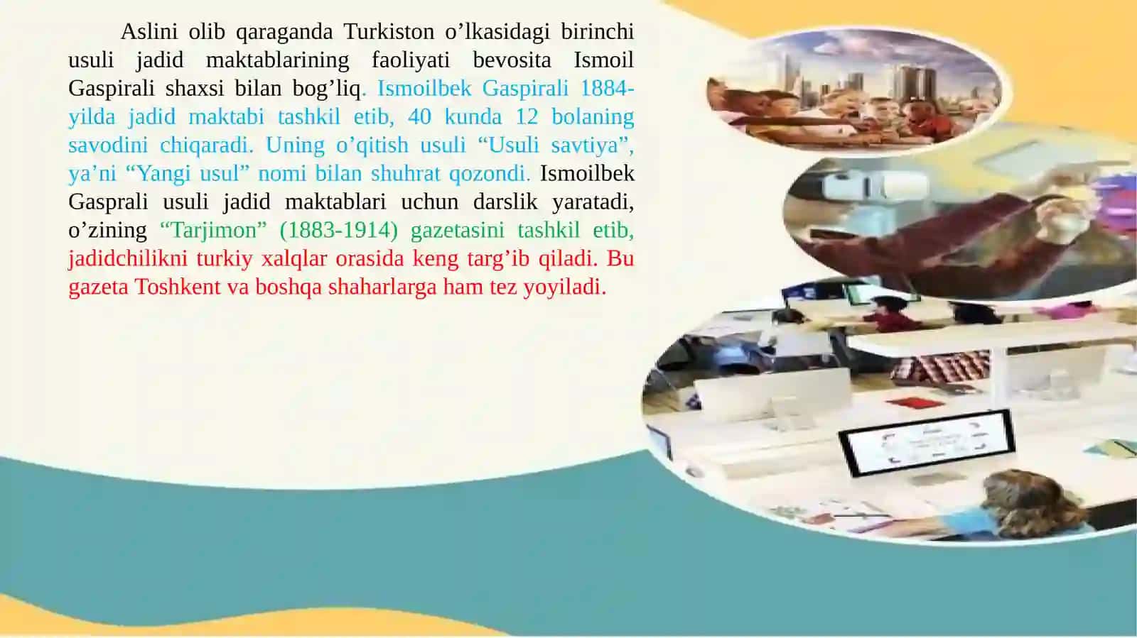 Mahmudxo`ja Behbudiy,Munavvar qori, Abdulla Avloniy,Abduqodir Shakuriylarlarning yangi usul maktablarini tashkile tishdagi vatanparvarlik xizmatlari 4