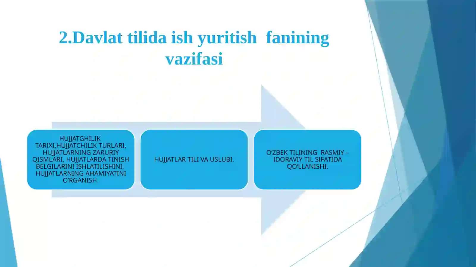 “Davlat tilida ish yuritish. Akademik yozuv” fanining maqsad va vazifalari 4