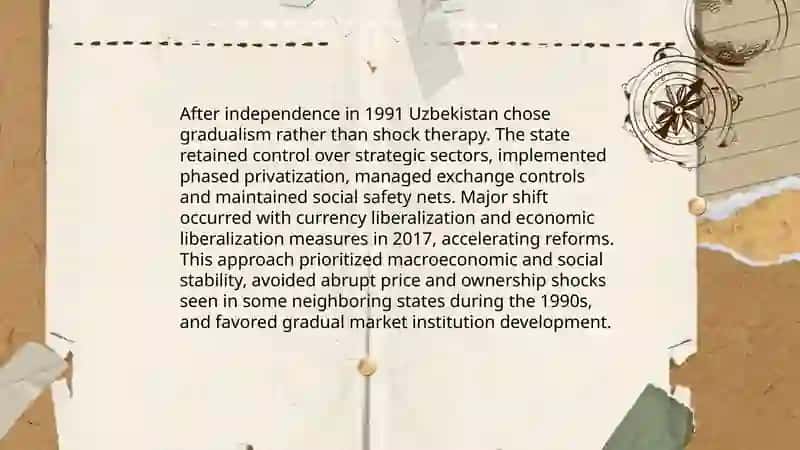 Bozor iqtisodiyotiga o'tishning asosiy tamoyillari. O'zbekistonning o'ziga xos ijtimoiy-iqtisodiy yangilanish yo'lini tanlash 4