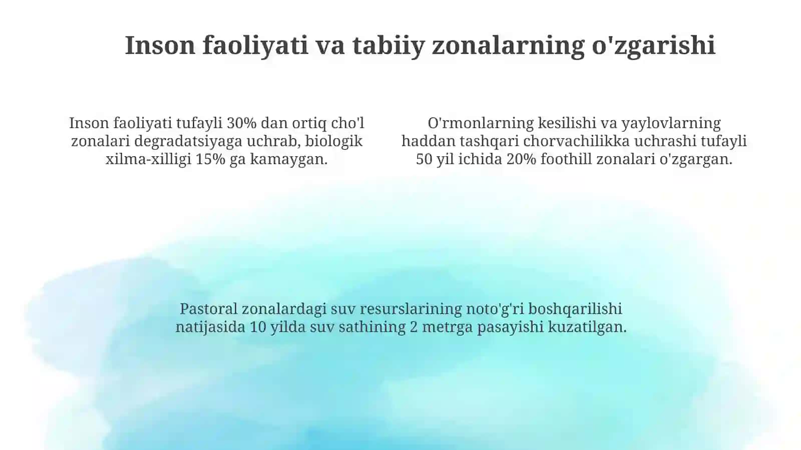 Tabiat zonalari.Cho'l,adir va yaylov tabiati.Biosfera va tiriklik belgilari 4