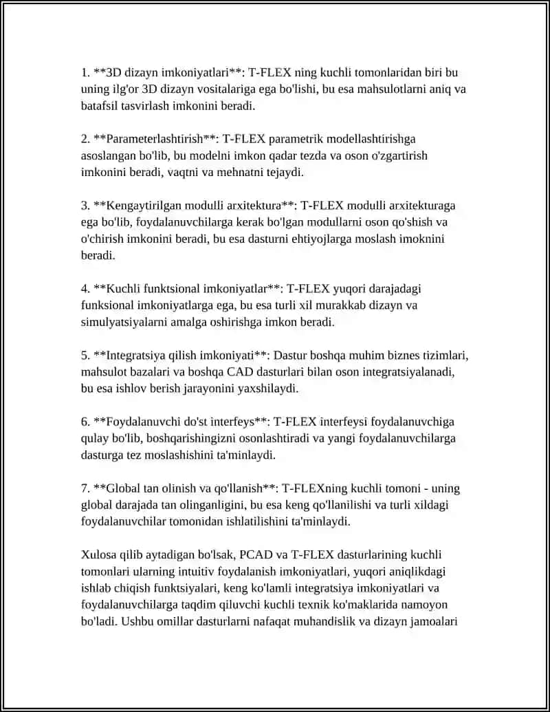 PCAD va T-FLEX AMALIY DASTURLARI SWOT TAXLILINI AMALGA OSHIRING 4