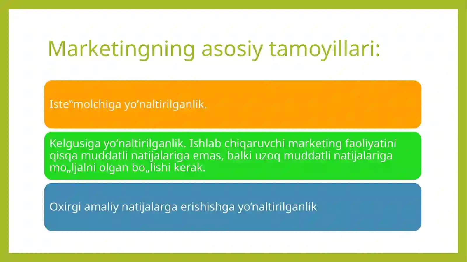 MARKETINGNI TIZIMI VA SOHASI (2 soat) 4