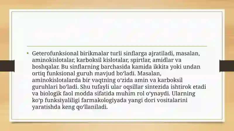 Geterofunksional birikmalar asosida ishlab chiqaradigan zamonaviy dori vositasi 4