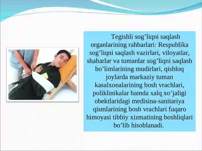 Shikastlangan o’choqlardan olib chiqilgan yarador bemorlarga birinchi yordam 4