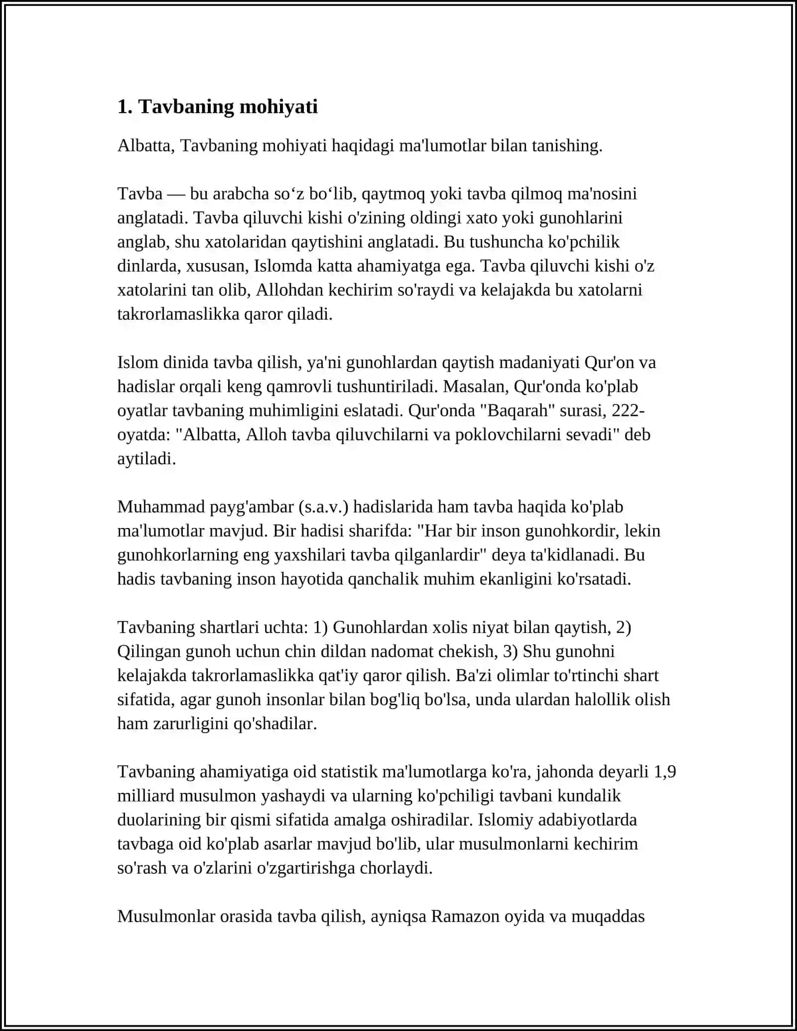 G’AZZOLIYNING “TAVBA” ASARINI TAHLIL ETISH VA TALABALARNING O’Z FAOLIYATIDA 4