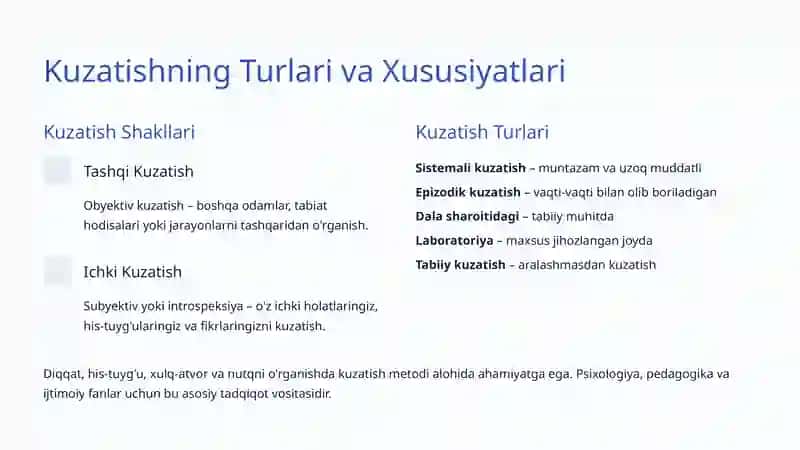 Kuzatish va Eksperiment Metodi: Ilmiy Tadqiqotning Asosiy Yo'llari 4