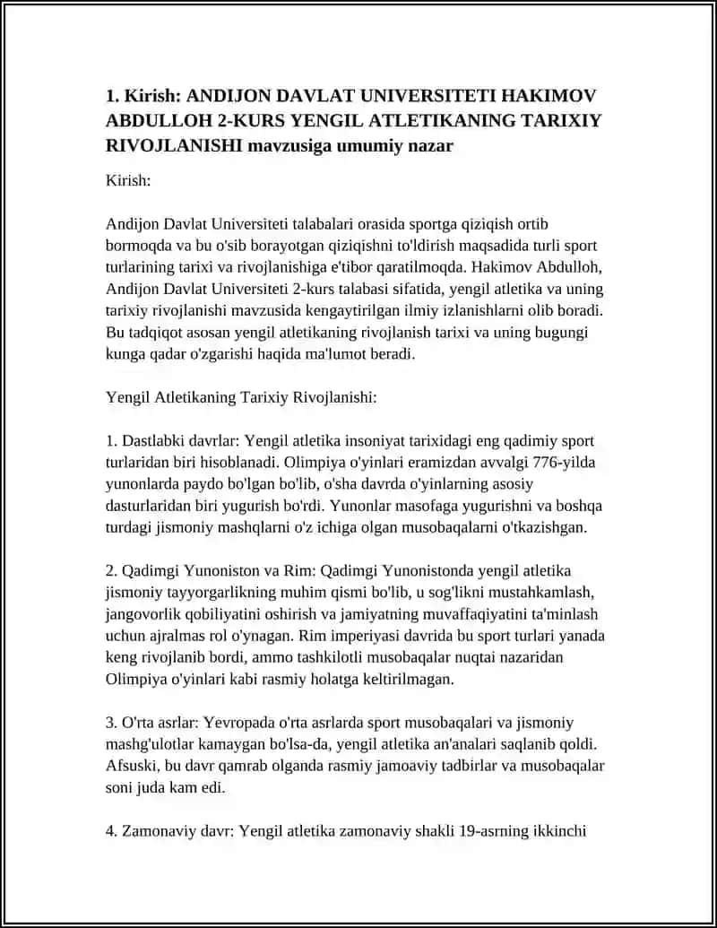 ANDIJON DAVLAT UNIVERSITETI HAKIMOV ABDULLOH 2-KURS YENGIL ATLETIKANING TARIXIY RIVOJLANISHI 4