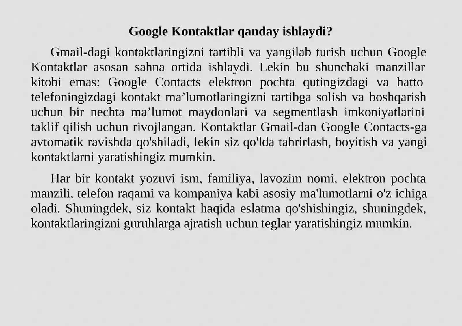 Google Contacts va uning imkoniyatlari 4