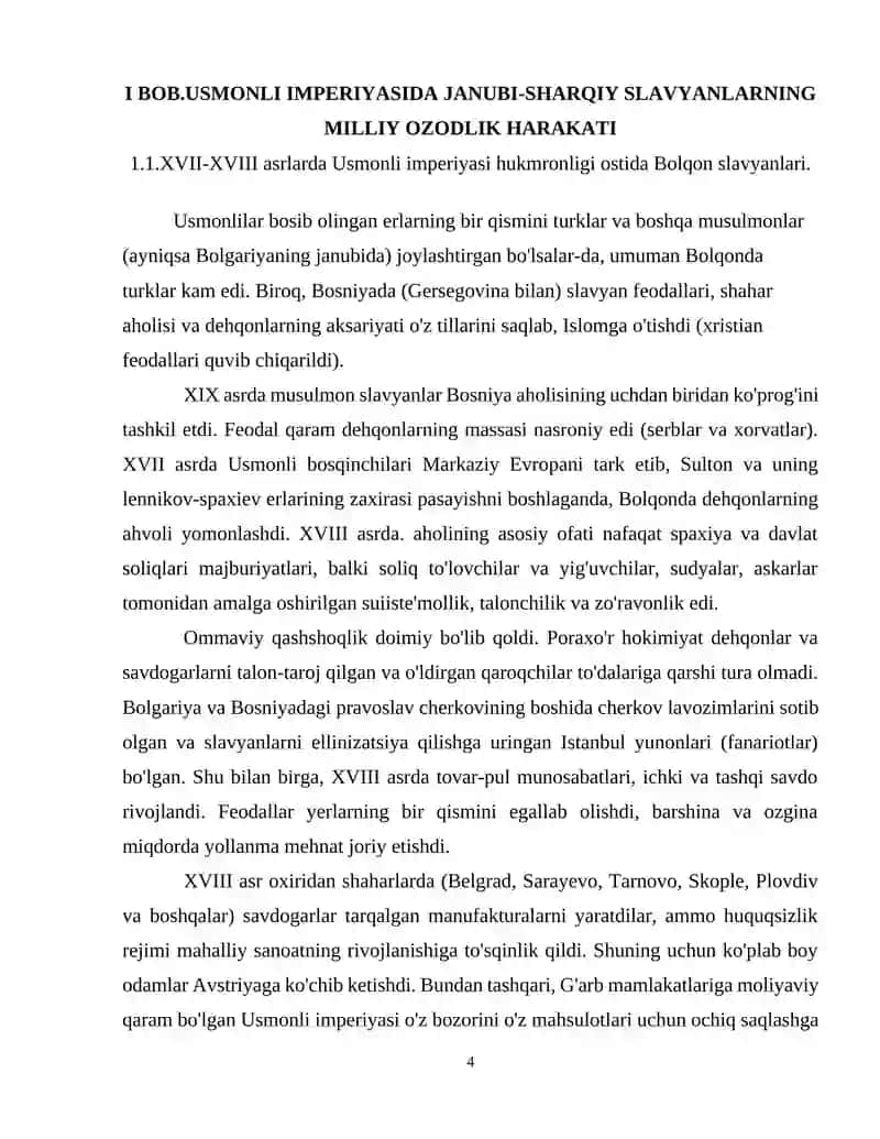 USMONIYLAR IMPERIYASI TARKIBIDAGI JANUBIY SHARQIY SLAVYANLARNING MILLIY OZODLIK HARAKATI. 4