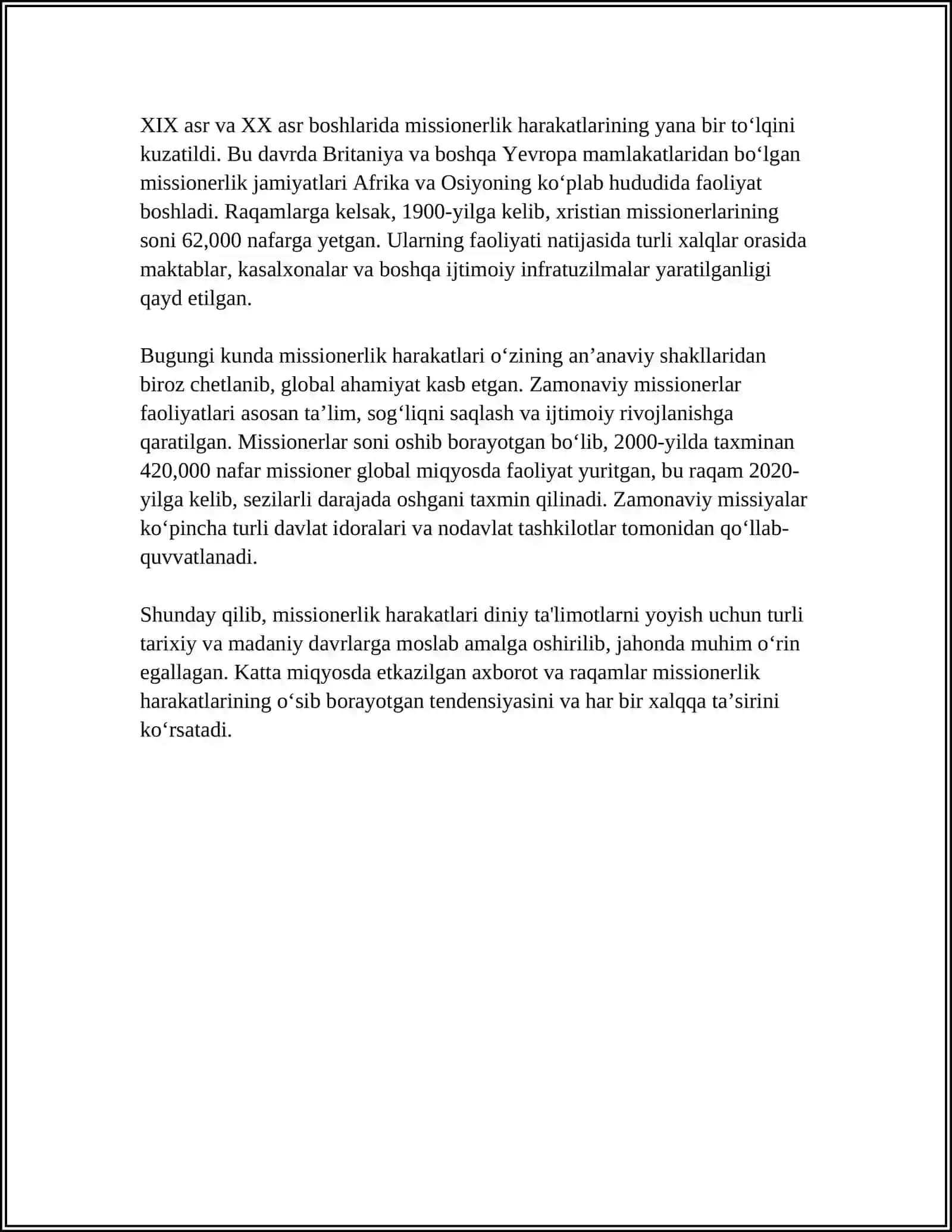 O'ZBEKISTONDA FAOLIYAT KUZATILGAN MISSIONERLIK HARAKATLARI VA ULAR FAOLIYATINING OQIBATLARI 4
