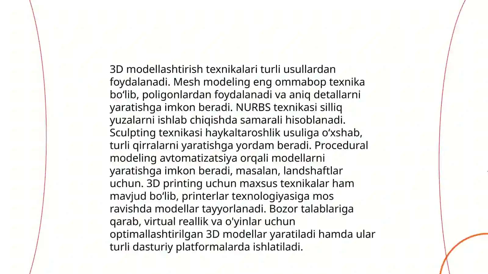 Uch oʻlchovli grafik axborotlarni yaratish va qayta ishlash vositalari 4