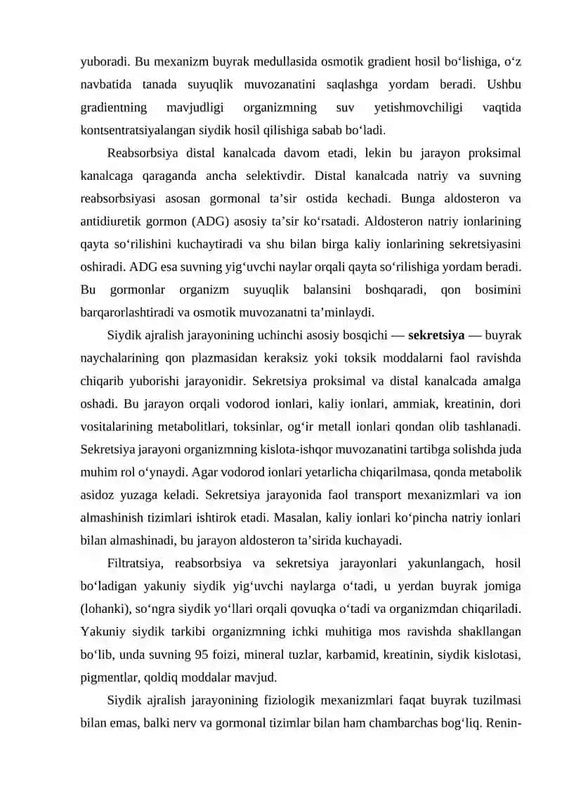 Siydik ajralish mehanizmi va siydik ajralish funksiyasining buzilishi 4