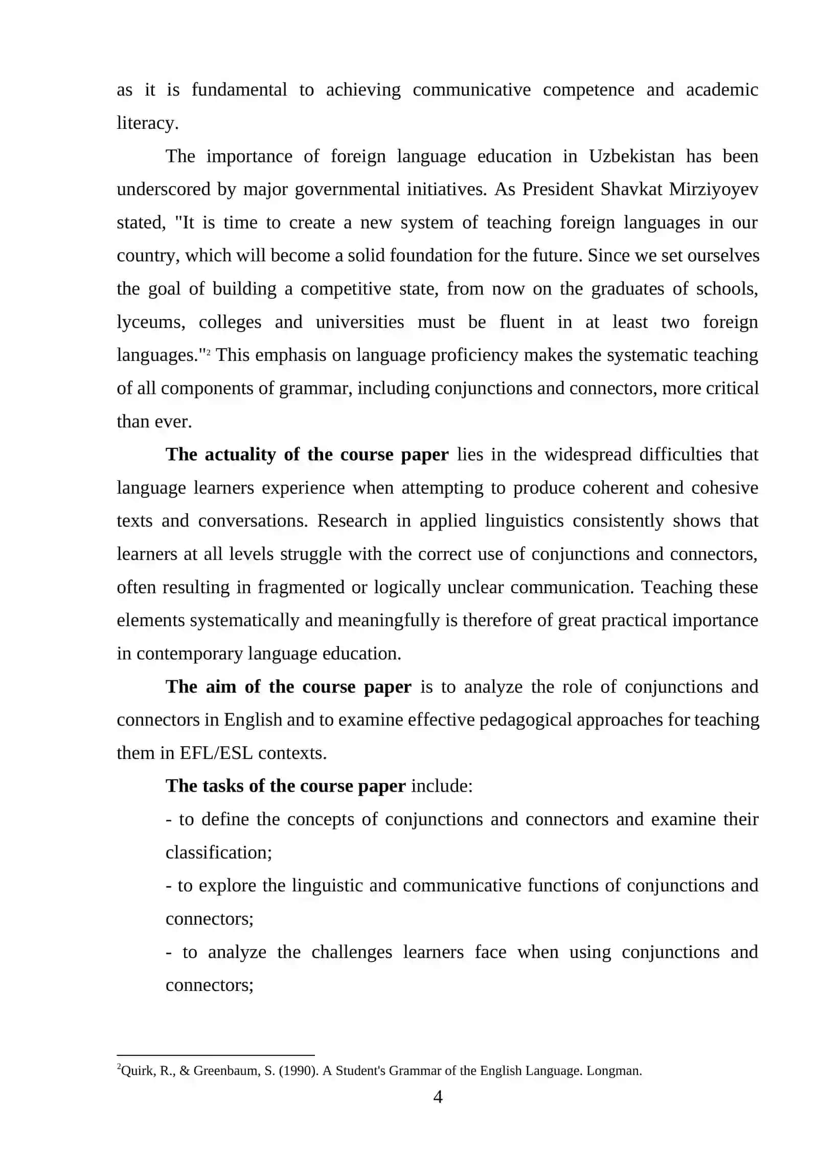 Course Paper: The importance of teaching conjunctions and connectors 4
