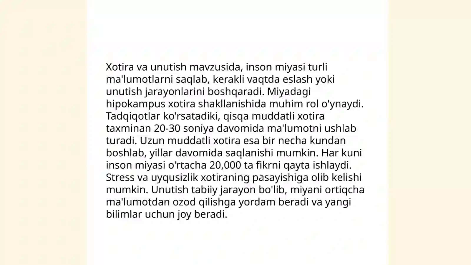 XOTIRA XUSUSIYATLARI 4