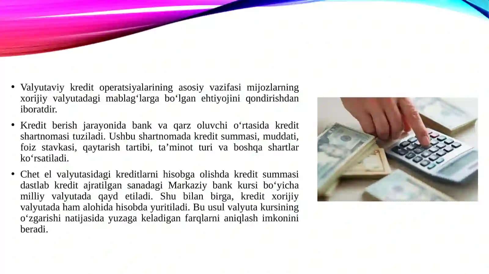 Chet el valyutasi bilan O’tkaziladigan kredit operatsiyalari xisobi 4