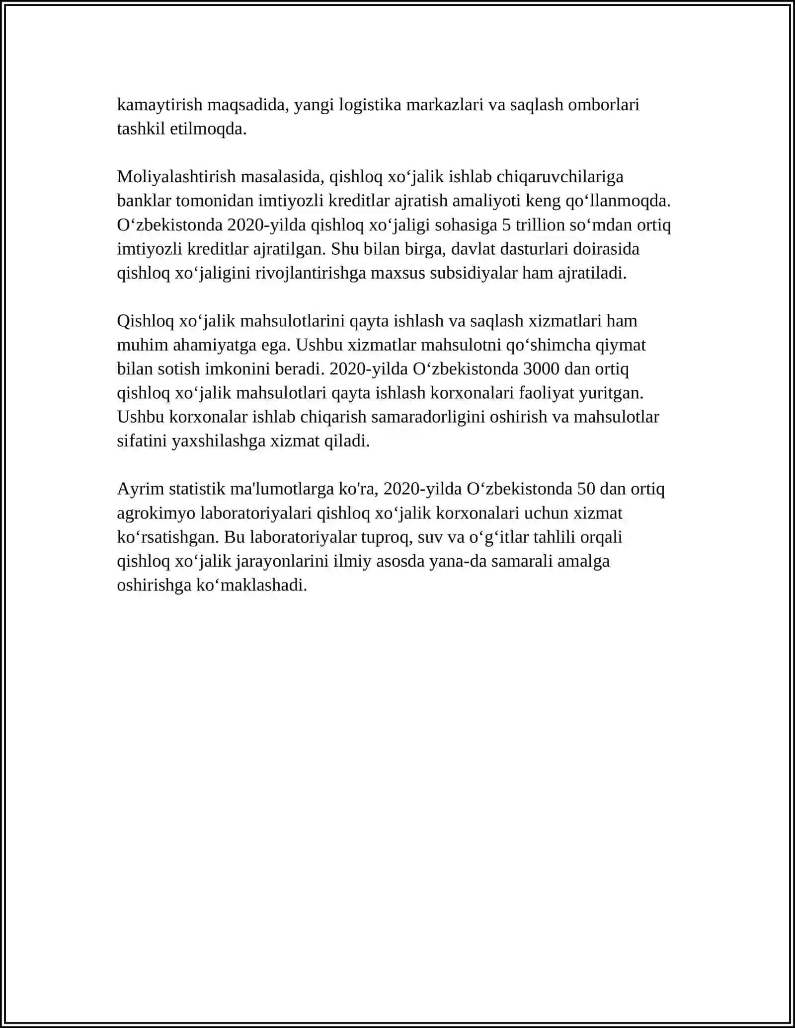 BIZNES SAMARADORLIGINI BOSHQARISHDA QISHLOQ XOʻJALIK KORXONALARIGA XIZMAT KO'RSATISHNI BIZNES ASOSIDA TASHKIL ETISH 4