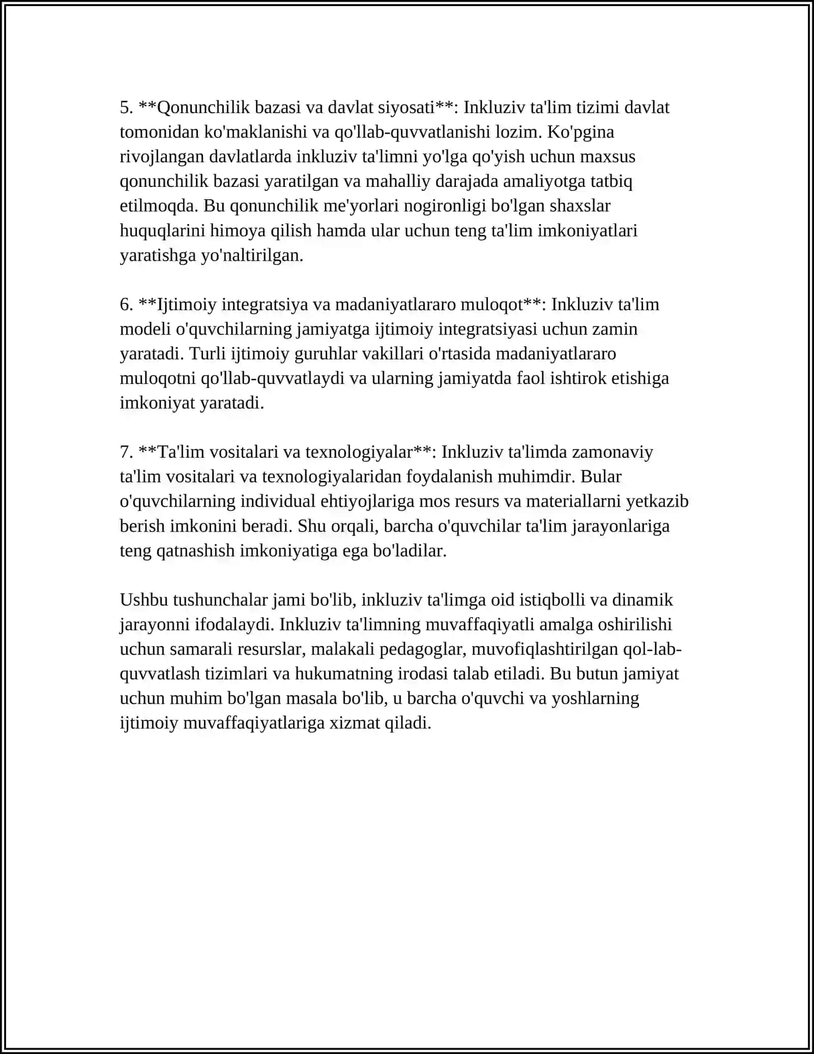 BOSHLANGʻICH SINFLARDA INKLYUZIV TAʼLIM JARAYONINI TASHKIL ETISHNING XUSUSIYATLARI 4