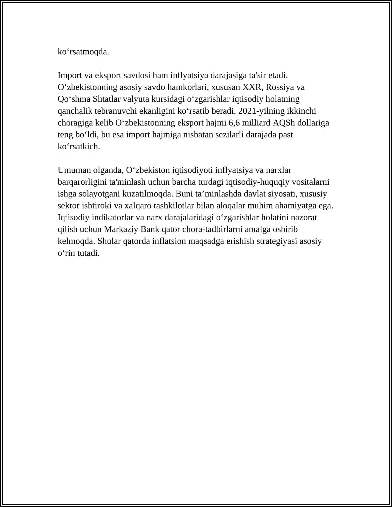SIZ QANDAY IQTISODIY MUAMMOLARNI DOLZARB DEB HISOBLAYSIZ 4