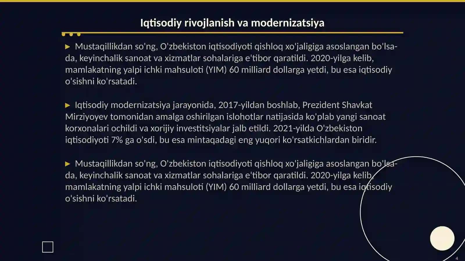 Òzbekistonning eng yangi tarixi fanining peridmeti 4