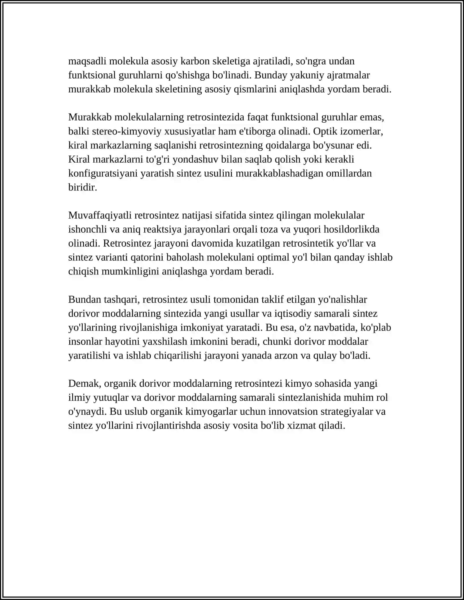 ORGANIK DORIVOR MODDALARNI SINTEZLASH 4