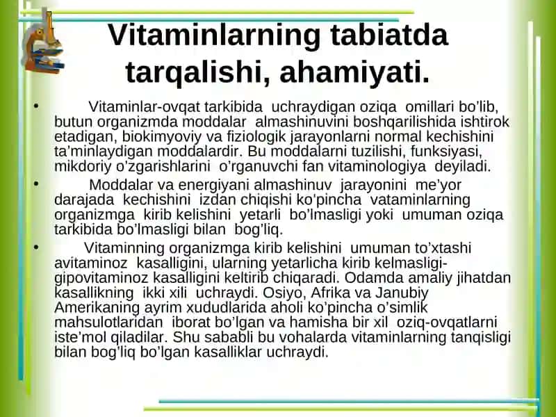 VITAMINLAR VA ULARNI ORGANIZM UCHUN AHAMIYATI 4