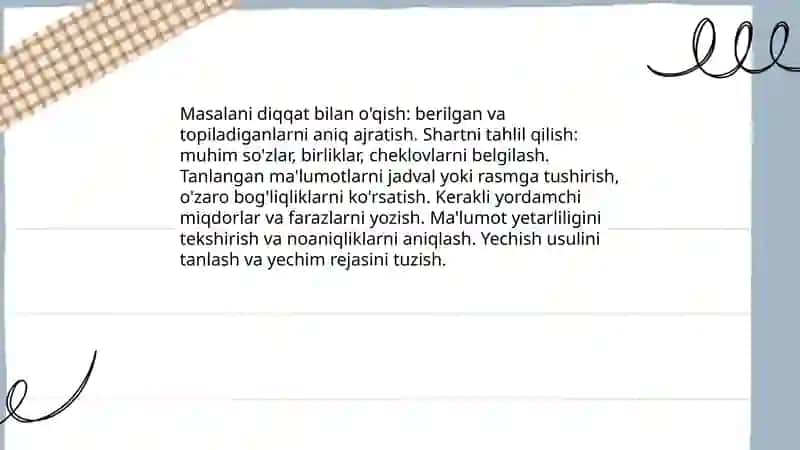Matnli masalalar yechish 4
