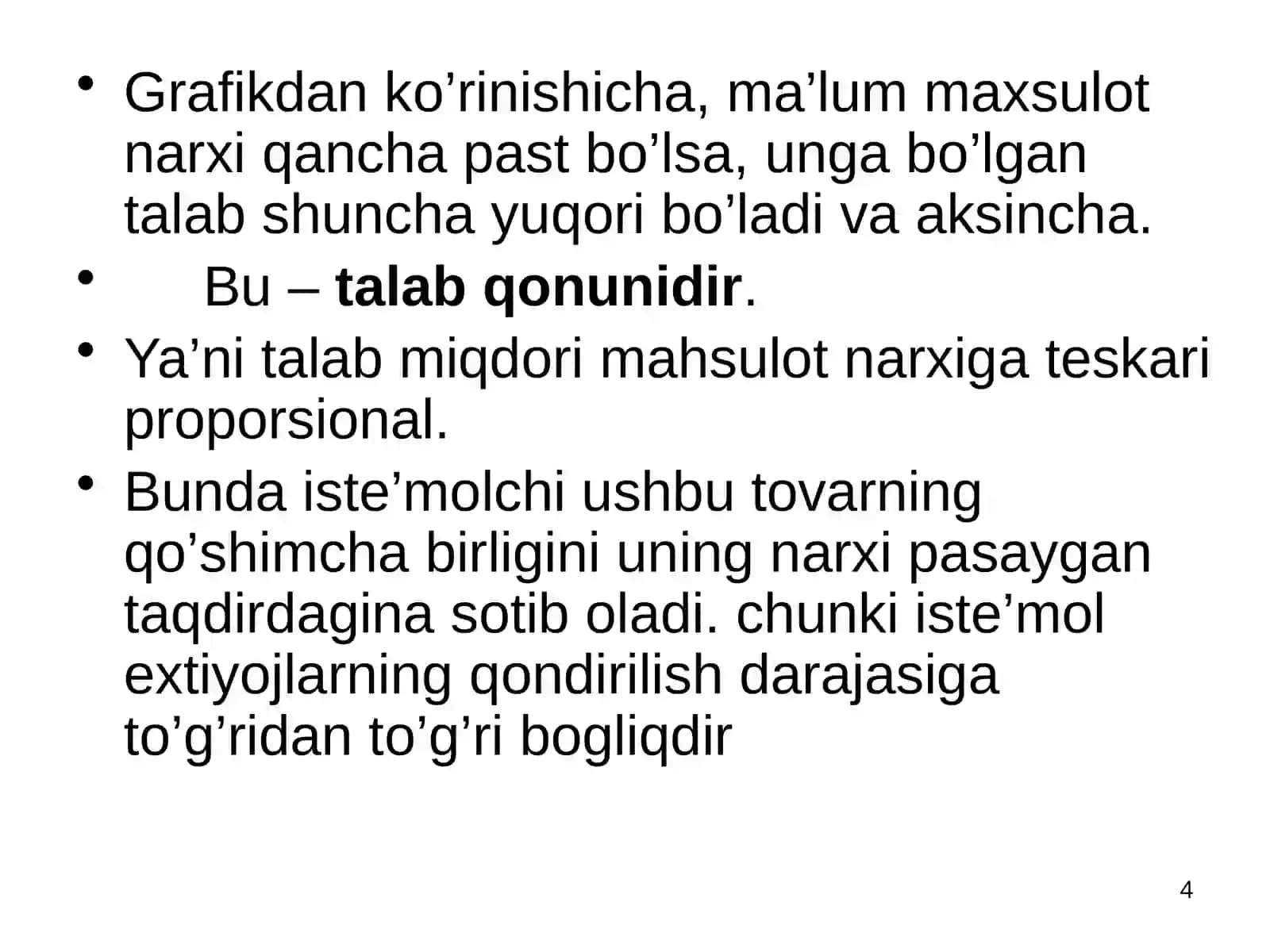 Mikroiqtisodiyotning asosiy tushunchalari: talab va taklif 4