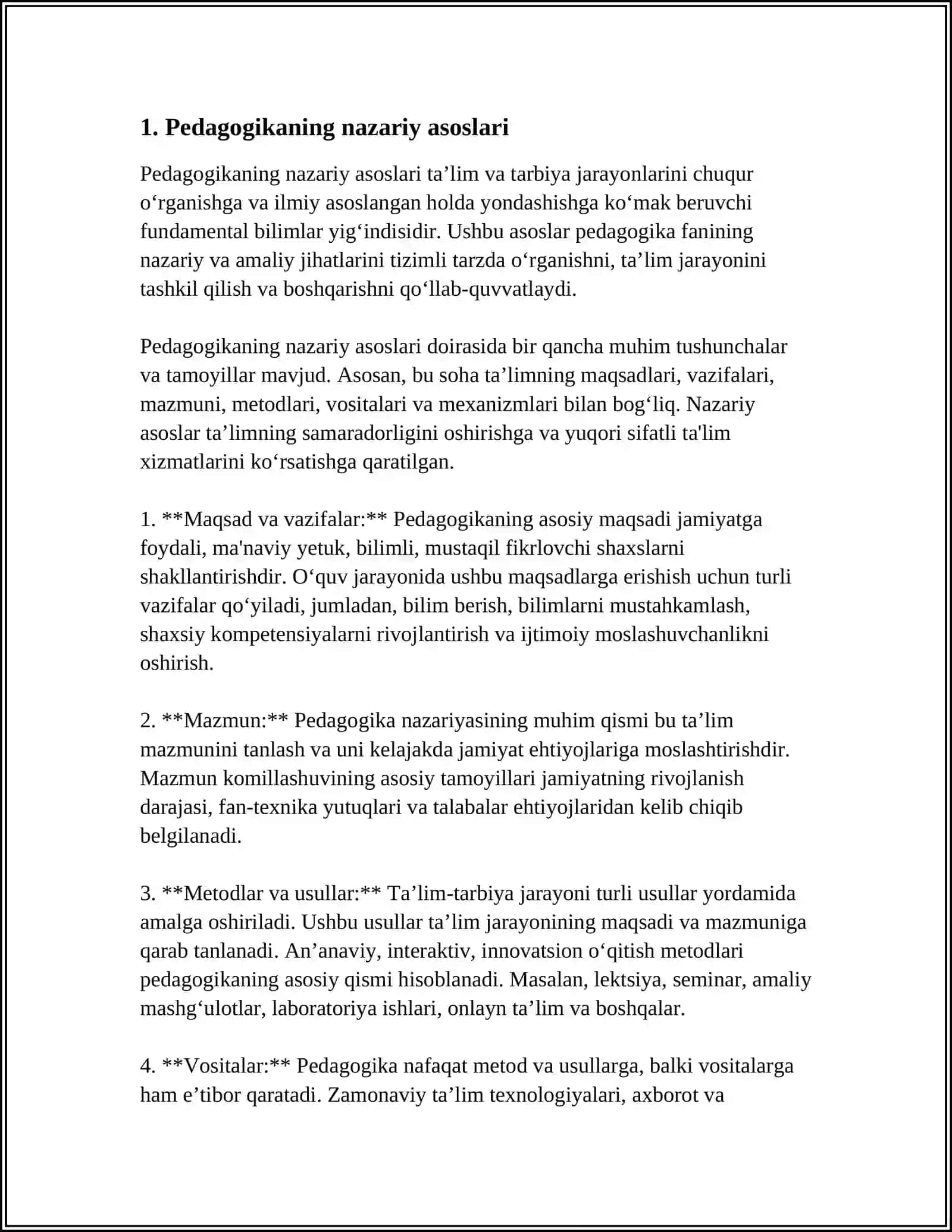 BO'LAJAK O'QITUVCHILARNI PEDAGOGIK FAOLIYATGA TAYYORLASHDA "PEDAGOGIKA NAZARIYASI VA TARIXI" FANINING O'RNI VA ROLI 4