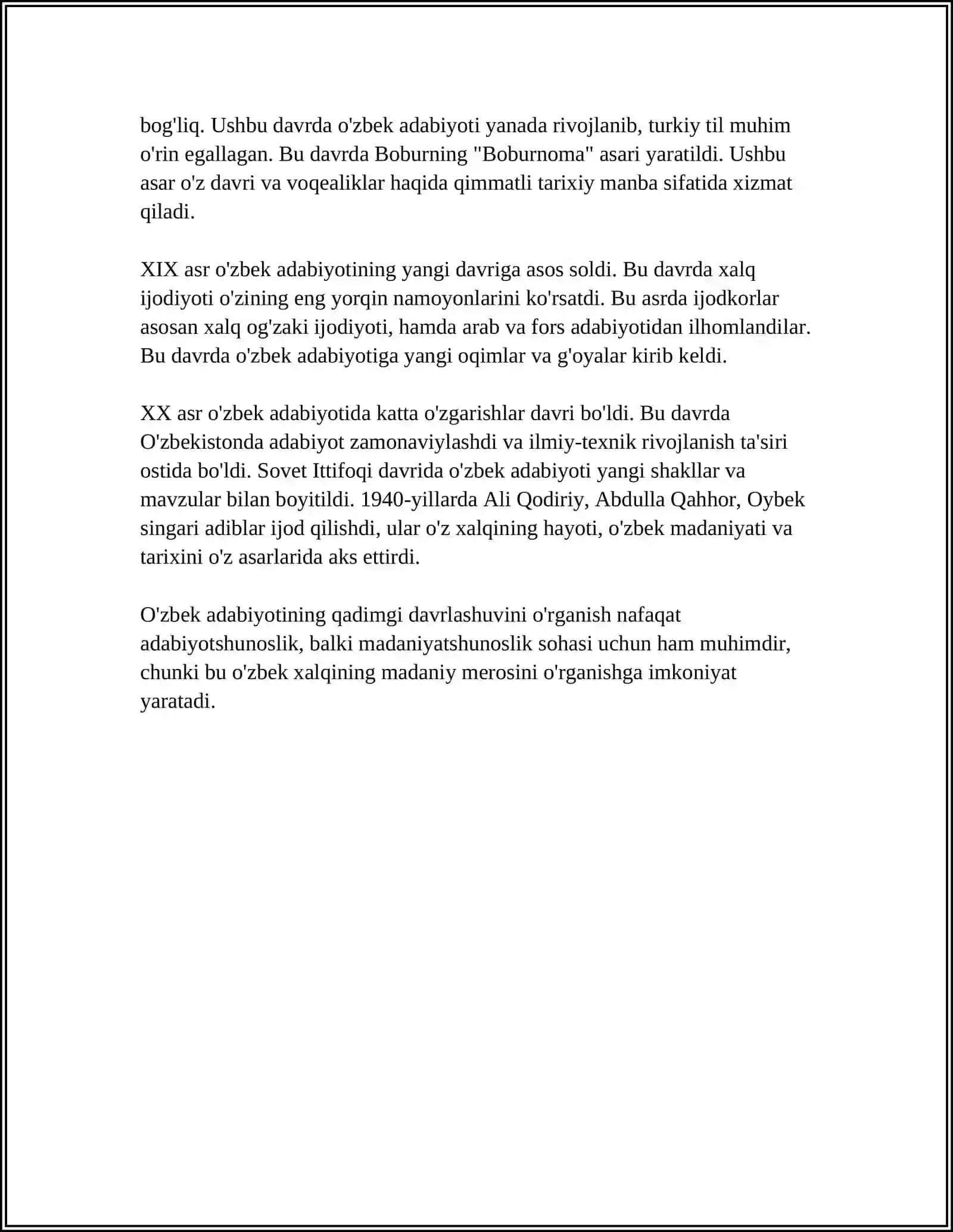 O'ZBEK ADABIYOTINI DAVRLASHTIRISH, SHAKLLANISHIDAGI MANBALAR 4