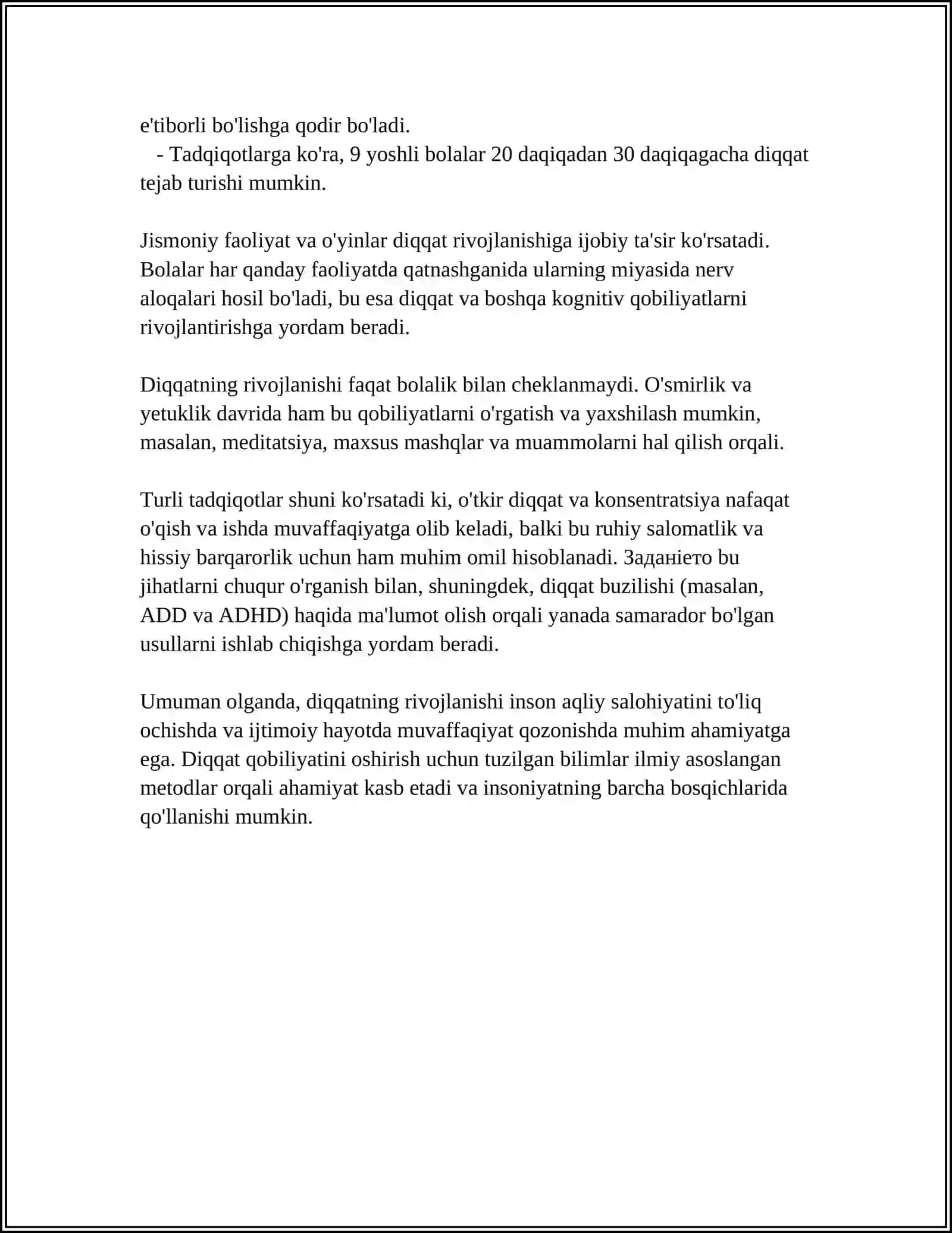 BILISH JARAYONLARI DIQQAT SEZGI IDROK 4