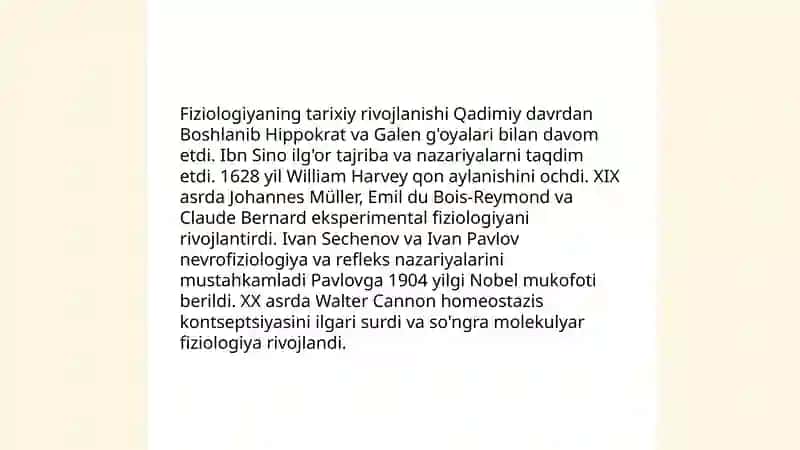 Fiziologiya fani, rivojlanishi, tibbiyotda ahamiyati. Fiziologik tekshiruv usullari 4