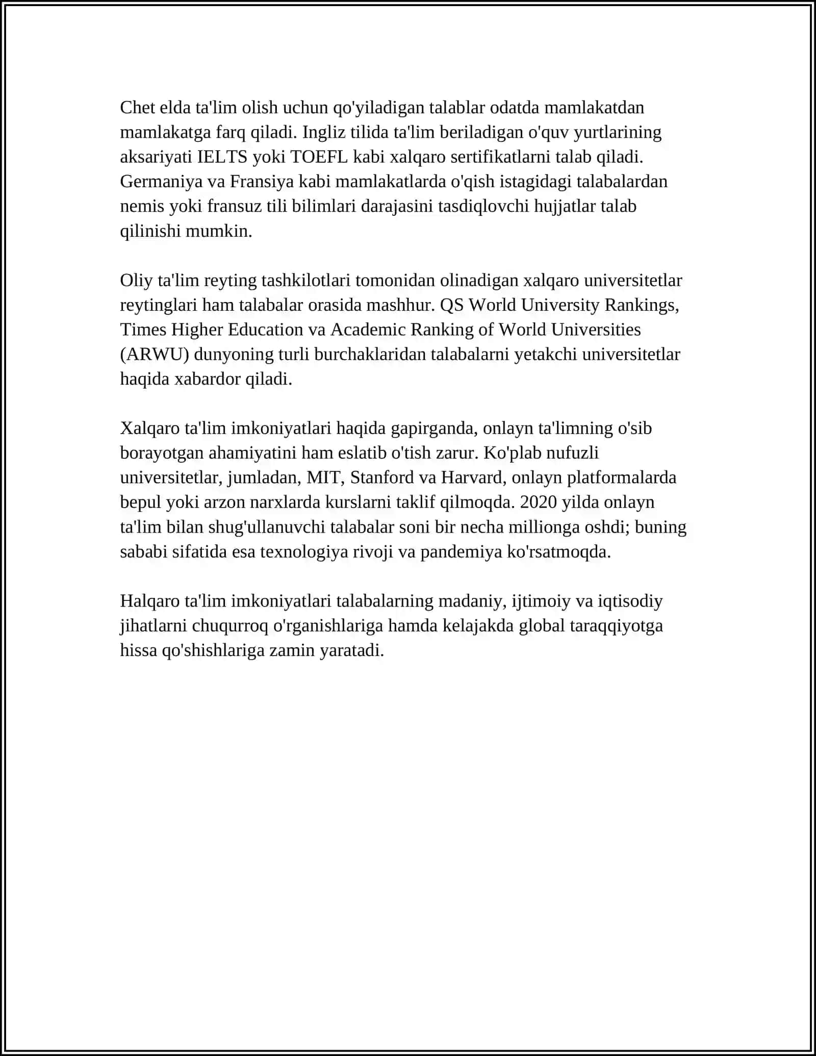 HALQARO MIQYOSIDA FAOLIYAT OLIB BORAYOTGAN ONLINE UNIVERSITET BAZALARI 4