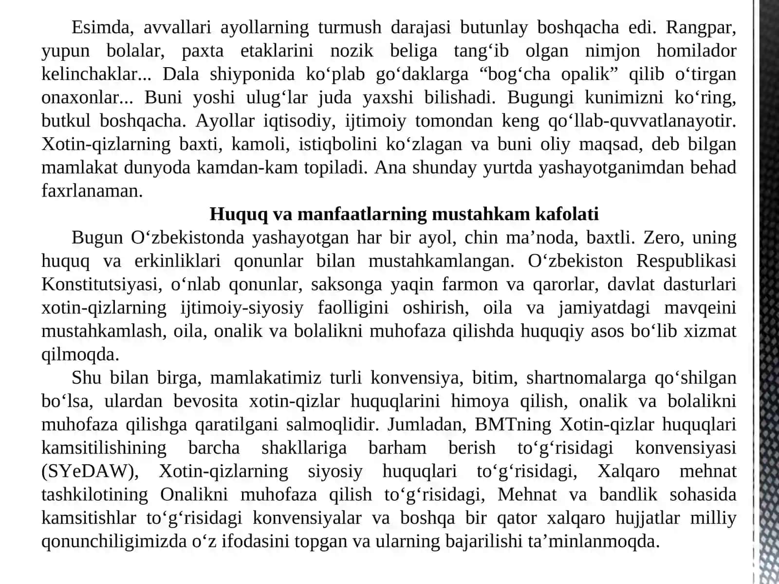 Ayol baxtli bo‘lsa — oila, butun jamiyat baxtli 4
