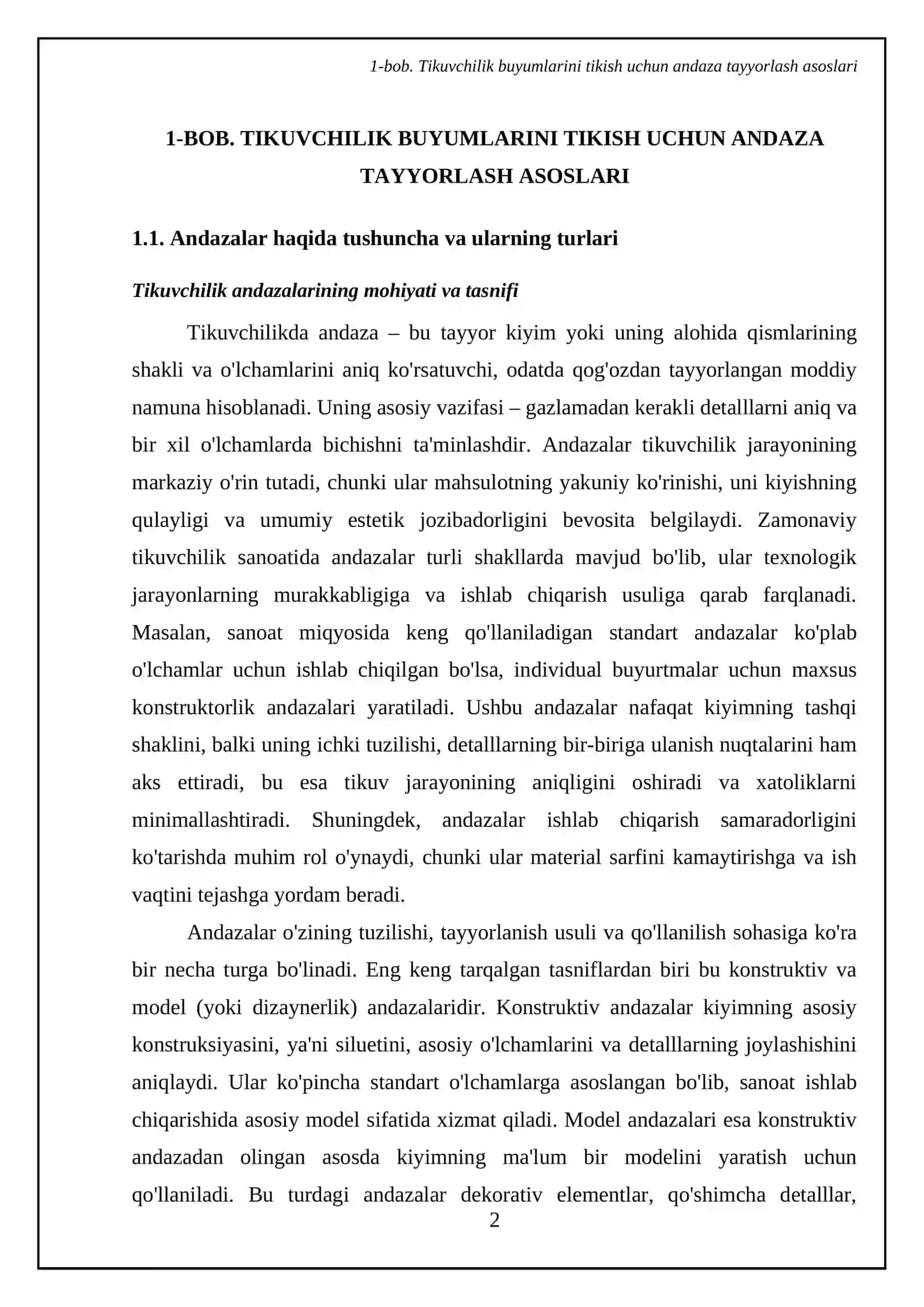 Tikuvchilik buyumlarini tikish uchun andaza tayyorlash, andazani gazlamaga joylashtirish, bichish va tikish texnologiyasi 4
