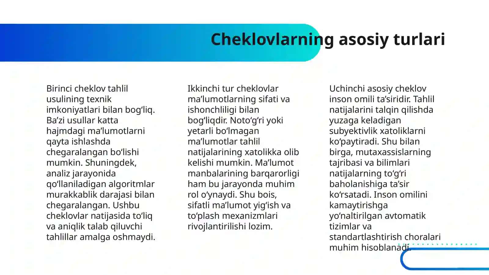 TAHLIL USULLARINI TAKOMILLASHTIRISH MASALALARI 4